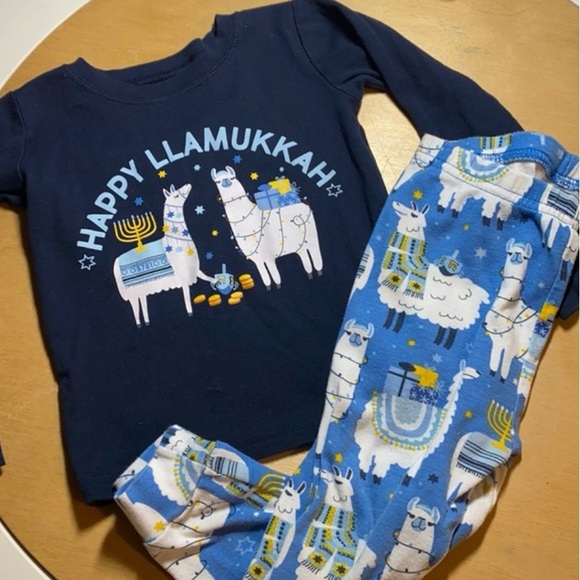 Adult Hanukkah pajama set, cotton knit top & pants with llama print -size M-NWOT - Picture 4 of 16